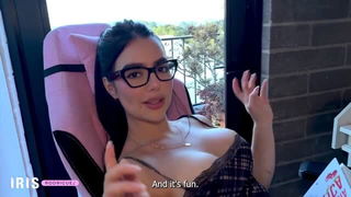 Iris Rodriguez glasses tease nude tube