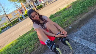 Passionsecret07 roller skates in pink shorts full porn scene