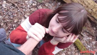 Intimate forest handholding couple hardcore sex