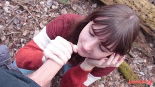 Intimate forest handholding couple hardcore sex