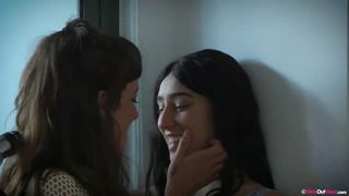 Lesbian couple intimate wall play uncensored