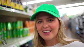 Blonde woman smiling in store aisle hardcore sex