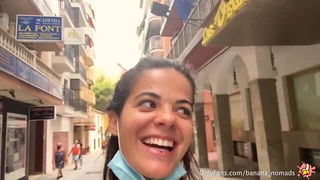 Smiling woman on Benidorm street naked sex video