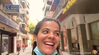 Smiling woman on Benidorm street naked sex video